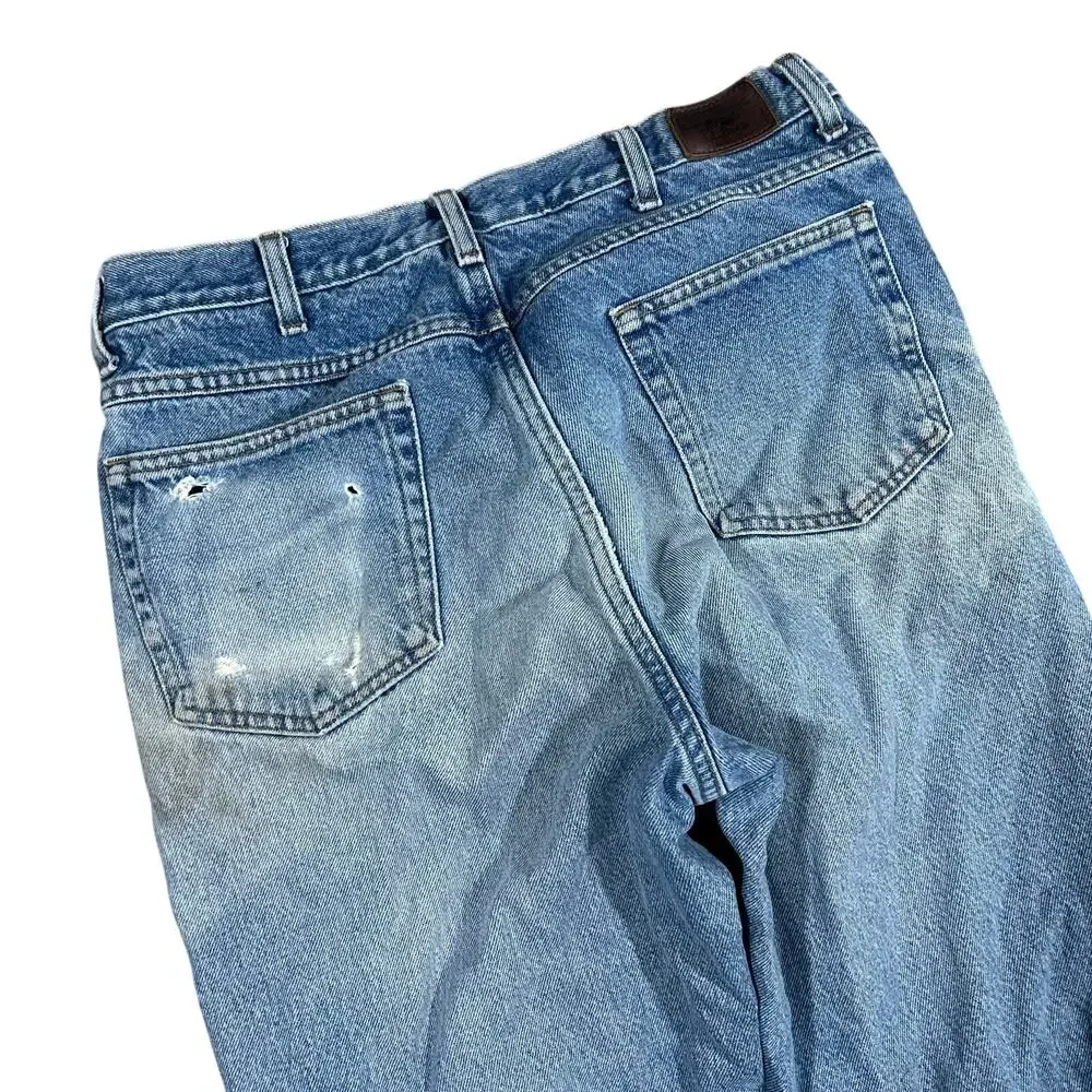 Vintage L.L. Bean Flannel Lined Jeans 34x32 Relaxed Fit Faded Distressed Men’s